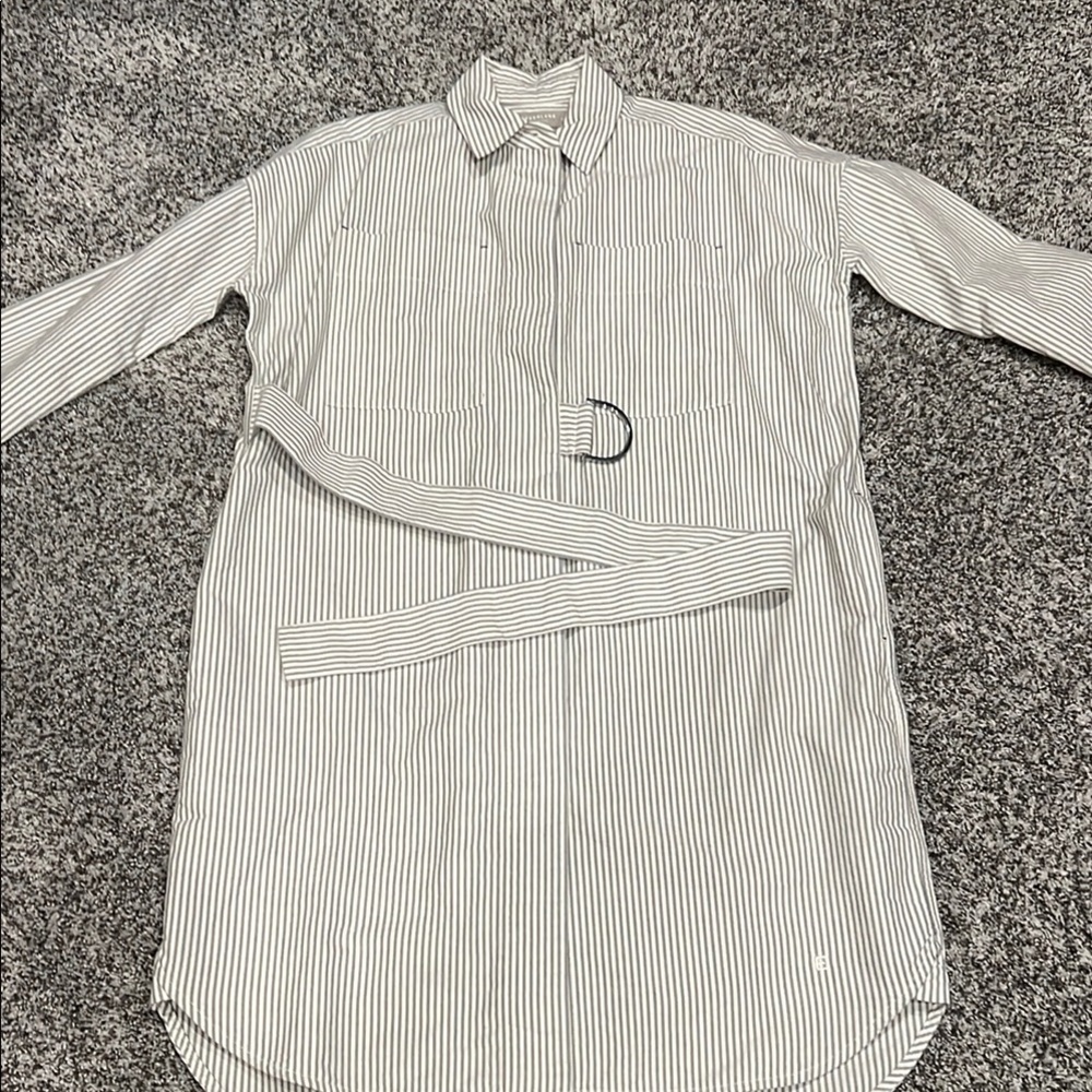 Chic Striped Shirt Dress with Belt